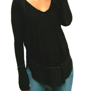 FREE PEOPLE BLACK LONG SLEEVE CATALINA THERMAL TOP